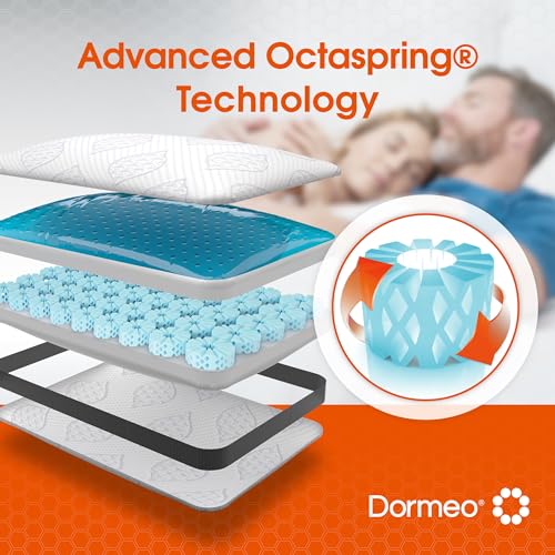 Dormeo Dark King Bed Pillow with Octaspring Technology, Reversible Breathable Gel and Memory Foam for Neck and Shoulder Support, Ideal for Side, Back, or Stomach Sleepers - 1pc
