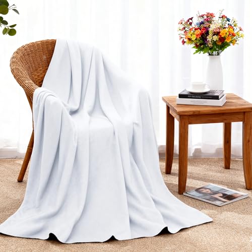 CULVE 24 Pack Fleece Throw Blanket 50x60 - Soft Lightweight Blankets in Bulk for Wedding, Gifts Pet Home Bed Sofa Couch Office Travel(White) - color: White