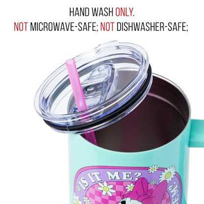 Silver Buffalo Disney Daisy Duck “Is It Me? Am I the Problem?” Stainless Steel Tumbler with Handle, Fits in Standard Cup Holder, 40 Ounces - color: Daisy Duck