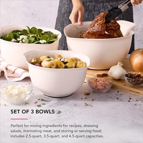 KitchenAid Universal Nesting Plastic Mixing Bowls - color: Porcelain, size: Set of 3
