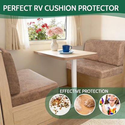 FUANGUI RV Dinette Cushion Covers Stretch Camper Cushion Cover Booth Seats Replacement RV Cushion Covers Washable Sofa Furniture Protector - color: Crackle-camel