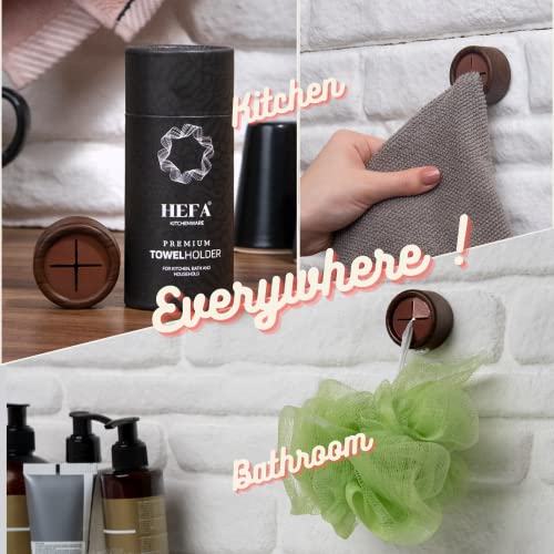 HEFA Towel Holder & Hooks - Kitchen & Bathroom Organization Set, 4 Pack , Gadgets - color: Mahogany Brown, size: 4 Pack