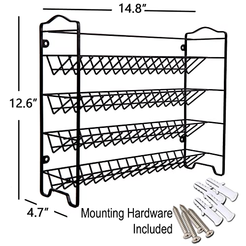 SWOMMOLY Spice Rack Organizer with 32 Glass Spice Jars, 396 Spice Labels, Chalk Marker and Funnel Complete Set, for Cabinet, Countertop, Cupboard or Wall Mount, Black - size: 4 Tier