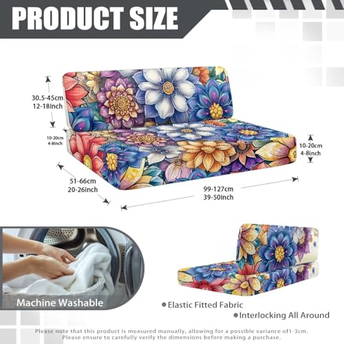 Rv Sofa Cover - Camper Accessories RV Dinette Cushion Covers Camper Cushion Slipcover with Boho Flower - Stretch 2 Seat Sofa Chair Cover Furniture Protector for RV Camper - color: Boho Flower Pattern