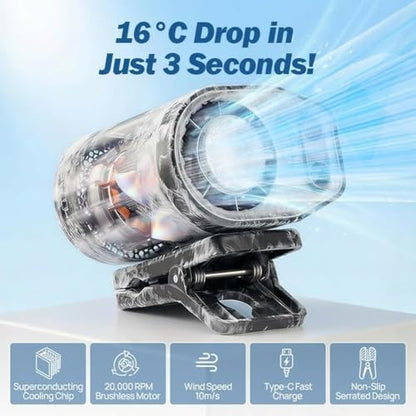 Gaukomzs 2026 Car Clip on Air Conditioner Fan with LED Display, 360° Rotation, 199 Speeds, USB Rechargeable, for Cars, Work, Camping (Beige) - color: Beige