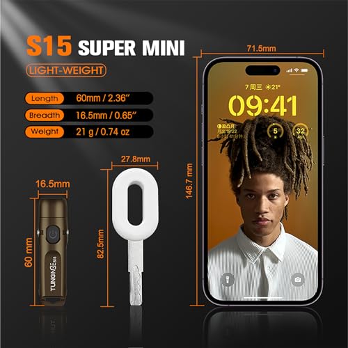 S15 Keychain Flashlight- Super Bright 650 High Lumens,UCB C Rechargeable EDC Pocket Flashlight,Mini Flashlight-Light with Magnetic Suitable for Hiking, Emergency (Brown) - color: Brown