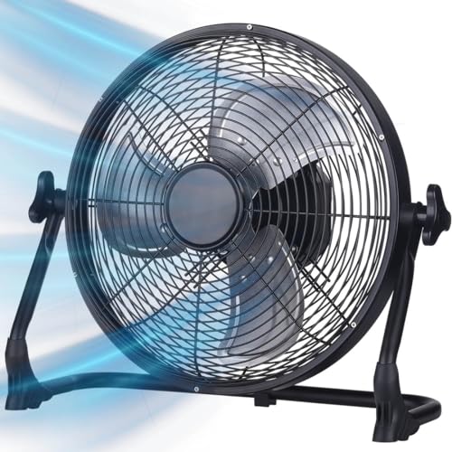 ZZE 14 Inch Battery Operated Fan Rechargeable, Upgraded with High Airflow Metal Blade Camping Fan, Cordless, Quiet, USB Phone Charge, 5-72H Working Time - size: 14 Inch