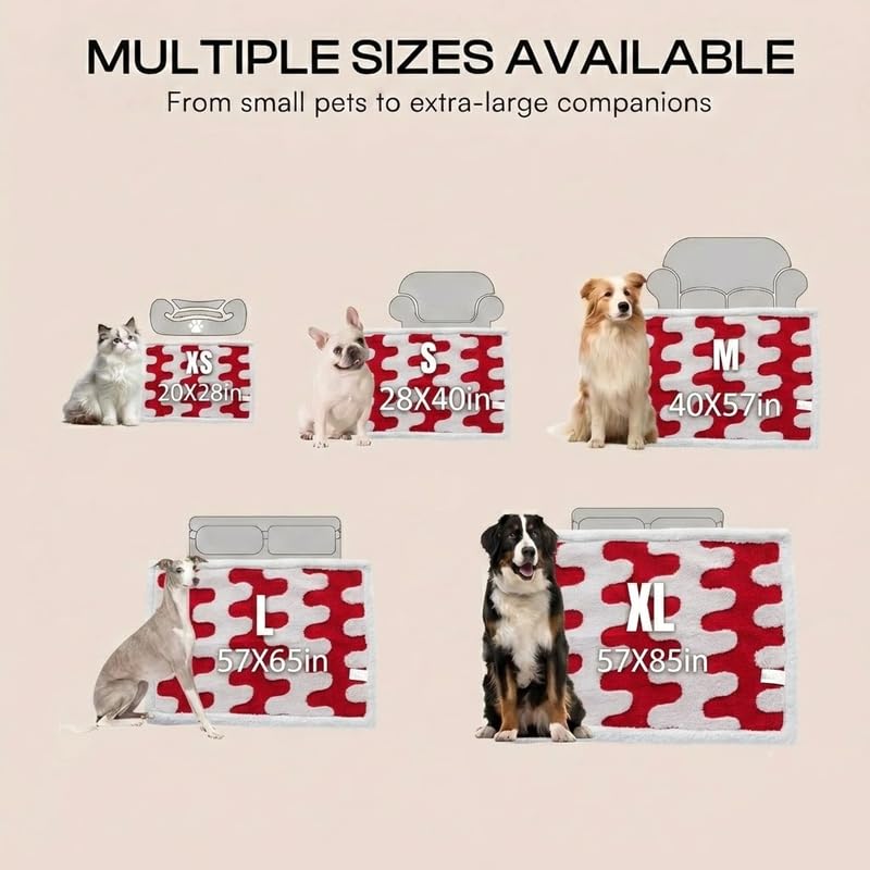 Waterproof Pet Blanket,Dog Bed Covers Couch Sofa Stylish Jacquard Pets Throw Blankets for Puppy Cats Washable Reversible Furniture Protection Covers (Red Wave,XL) - color: Red Wave, size: XL-145*216cm(57*85in)
