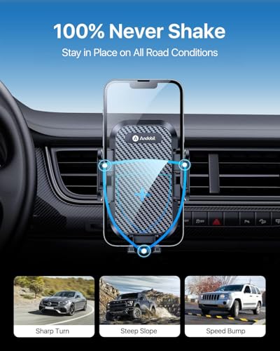 andobil 2026 Upgraded Car Phone Holder Mount, Military-Grade Phone Holders for Your Car Vent Ultra-Stable Metal Clip Universal 360° Cell Phone Car Mount for iPhone 17 Pro Max 16/15/14/13/12/ Samsung - color: Black