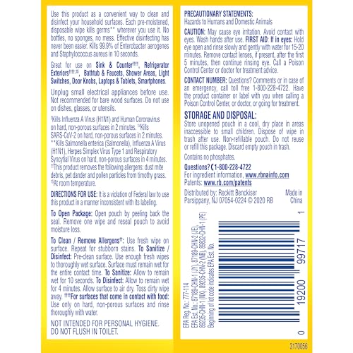 Lysol Disinfecting Wipes To-Go Pack, Lemon Scent, 15 Count (Pack of 3)