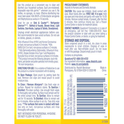 Lysol Disinfecting Wipes To-Go Pack, Lemon Scent, 15 Count (Pack of 3)