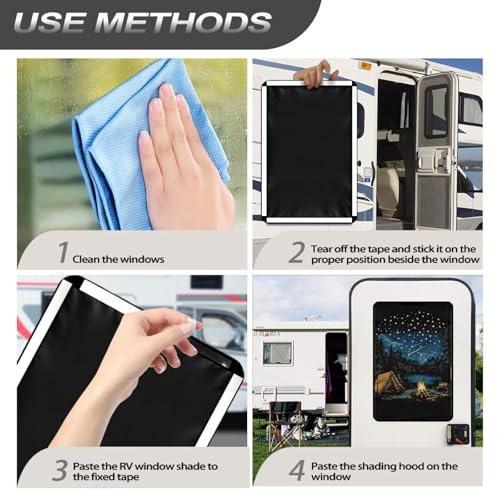 Camper Print RV Trailer Door Window Shade 16x25 Collapsible RV/Camper Door Window Sun/Privacy Shade Thicken RV Blackout Window Cover Fabric Gift for Holiday - color: Camper Print