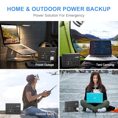 powkey 200W Portable Power Bank with AC Outlet, 146Wh Rechargeable Backup Lithium Battery, 110V Pure Sine Wave AC Outlet for Outdoor RV Trip Travel Home Office Emergency - color: Black