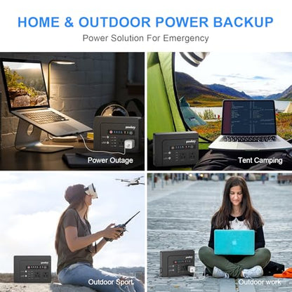 powkey 200W Portable Power Bank with AC Outlet, 146Wh Rechargeable Backup Lithium Battery, 110V Pure Sine Wave AC Outlet for Outdoor RV Trip Travel Home Office Emergency - color: Black