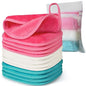 Makeup Remover Cloth, 6" x 6" Make Up Towels Reusable Face Cloth for Washing Face, Makeup Remover Pads Microfiber Face Washcloth with Mesh Bag, Just Water, 12 Pack - color: Green/White/Pink