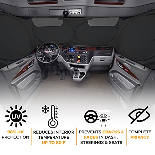 EcoNour Windshield Sun Shade for Semi Truck Windshield | Large Coverage Foldable Front Window Sunshade | Heavy Duty UV & Heat Reflective Sun Visor - size: Large-Standard