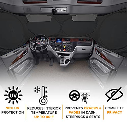 EcoNour Windshield Sun Shade for Semi Truck Windshield | Large Coverage Foldable Front Window Sunshade | Heavy Duty UV & Heat Reflective Sun Visor - size: Large-Standard