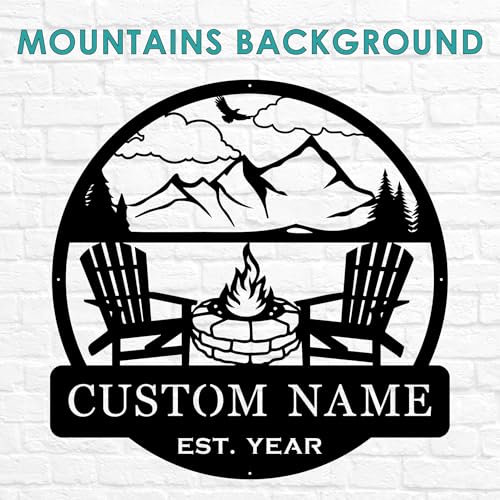 Custom Metal Beach Campfire Name Sign | Cabin Lake House Decor, Campsite Sign