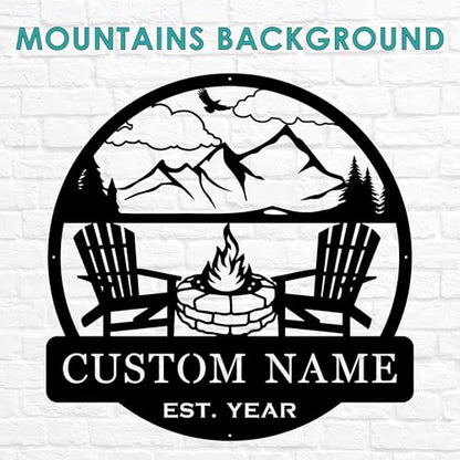 Custom Metal Beach Campfire Name Sign | Cabin Lake House Decor, Campsite Sign