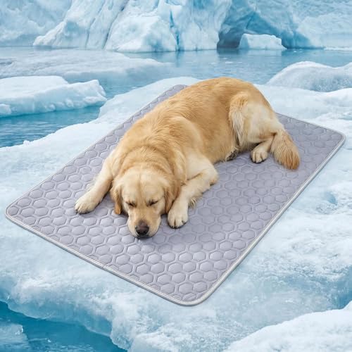 HAOMAIJIA Pet Cooling Mat for Dogs Thick Soft Washable Dog Cooling Mat Indoor Upgrade Waterproof Non-Slip Self Cooling Pad for Dog and Cat (Grey, 39'' x 59'' XX-Large) - color: Grey, size: 39'' X 59'' (XX-Large)