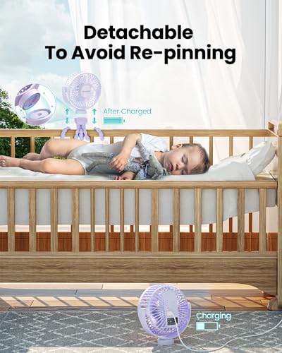 Gaiatop Mini Electric Fan with 360 Rotation, 5.5mm Gaps, Rechargeable Battery, 3 Speeds, Purple - color: purple