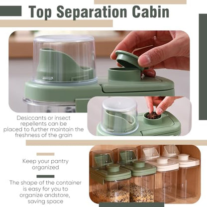 Maxdot 2 Pcs Bird Seed Storage Container 1.7 Qt/1.6 L with Tight Lids Airtight Cup Pet Food Storage Measuring Containers Lids with Pouring Spouts for Macaws African Grey Cockatoos(Green) - color: Green