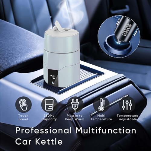 Electric Heating Kettle with Temperature Control, 40~100 ℃ Adjustable, Mini Portable Travel Electric Water Mug, Anti-leakage, 300W Fast Heating Insulation Cup, Anti-dry Fever, Auto- shutdown, Gray - color: Matte Gray 110V/350ml/S