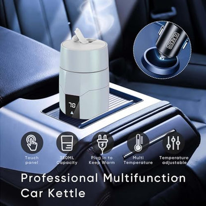 Electric Heating Kettle with Temperature Control, 40~100 ℃ Adjustable, Mini Portable Travel Electric Water Mug, Anti-leakage, 300W Fast Heating Insulation Cup, Anti-dry Fever, Auto- shutdown, Gray - color: Matte Gray 110V/350ml/S