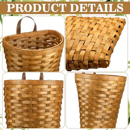 Domensi 15.5 x 10 x 7.5 Inch Front Door Basket Woven Wall Hanging Basket Hanging Storage Decor Farmhouse Decor Crafting DIY for Front Door(15.5 x 10 x 7.5 Inch,Classic Style)