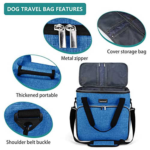 BAGLHER Dog Travel Bag, Pet Travel Bag (ALL Pet Travel Supplies), With 2 Pet Food Containers and 2 Collapsible Silicone Bowls; Essential Kits for Pet Travel Blue - color: Blue, size: Medium