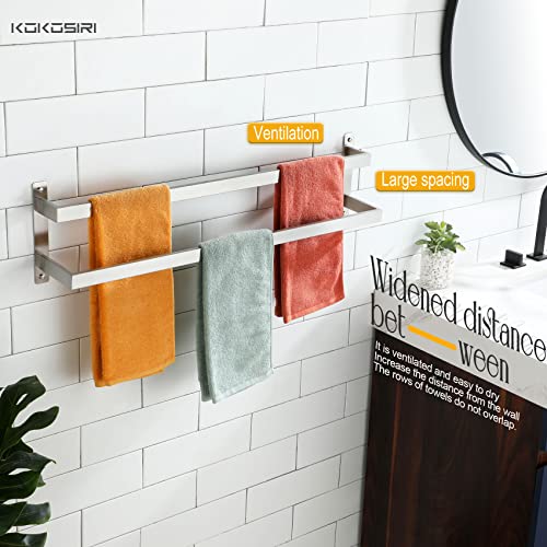 KOKOSIRI Bath Towel Bars 32 Inches Bathroom 2-Tiers Ladder Towel Rails Towel Holders Wall Mounted Towels Shelves Rack Brushed Stainless Steel, B5008BR-L32 - color: Brushed Nickel, size: 32-Inch