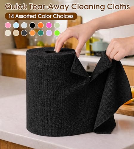 KitchLife Microfiber Cleaning Cloth Roll, 200 Pack - Tear-Away Microfiber Paper Towels, Lint-Free, Reusable, Washable for Kitchen, Car, Dishes, and Sensitive Surfaces (Black) - color: Black, size: 100 Pack x 2