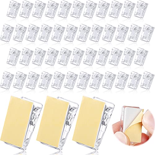 50 Pieces Self Adhesive Clips Wall Tapestry Clips Plastic Sticky Picture Hanging Poster for Teachers Double Sided Adhesive Spring for Home Office(Clear) - color: Clear