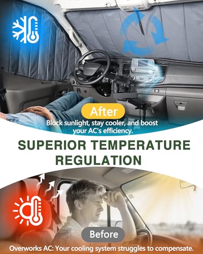 Insulated Blackout Van Window Covers Fit for Ford Transit 150 250 350 High/Medium Roof 2015-2025, Magnetic Van Front Door Side Window Shades (Pair) - Gray - size: Front Door (Pair)