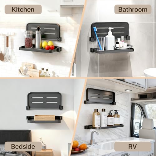 Aluminum RV Foldable Floating Shelves, Grey, 1 Pack | 90° Space-Saving Wall-Mounted, No Drill Furniture for Bathroom, Motor Home, Kitchen - size: 1 Pack