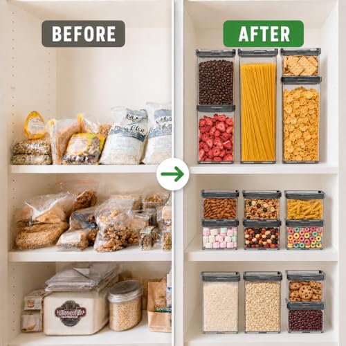 4-Pack Airtight Pantry Containers, 1.9 QT Clear SAN Food Storage Jars with Twist-Lock Lids, Detachable for Easy Cleaning, Stackable for Cereal, Pasta, Rice, Oats & Snacks White - color: White