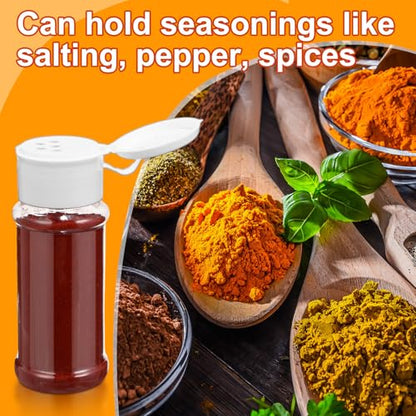 Amyhill 100 Pcs Plastic Spice Bottles Spice Jars Seasoning Jars Shaker Plastic Jars 3.3 Oz/ 100ml Seasoning Shaker with Shaker Lids(White Lid) - color: White Lid