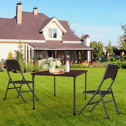 Kasunpul 34" Folding Table, Portable Square Folding Card Table with Collapsible Legs & Carrying Handle, Plastic Tables for Camping,Picnic, Office, Party, Brown - color: Brown