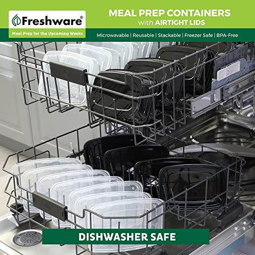 Freshware Meal Prep Containers [50 Pack] 1 Compartment with Lids, Food Storage Containers, Bento Box, BPA Free, Stackable, Microwave/Dishwasher/Freezer Safe (28 oz) - size: 28OZ-50PK