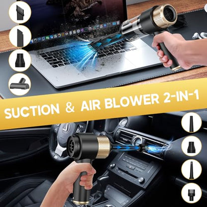 JONYJ Handheld Car Vacuum Cleaner, 16000PA Hand Held Vacuum Portable Cordless, 2 in 1 Air Duster and Vacuum Cleaner with LED Light, Multi-Nozzles, 120W High Power Mini Vacuum for Home, Pet, Office