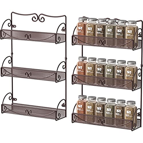 Deco Brothers 3 Tier Wall Mounted Hanging Spice Rack, Bronze, 2 Pack - size: 2-Pack