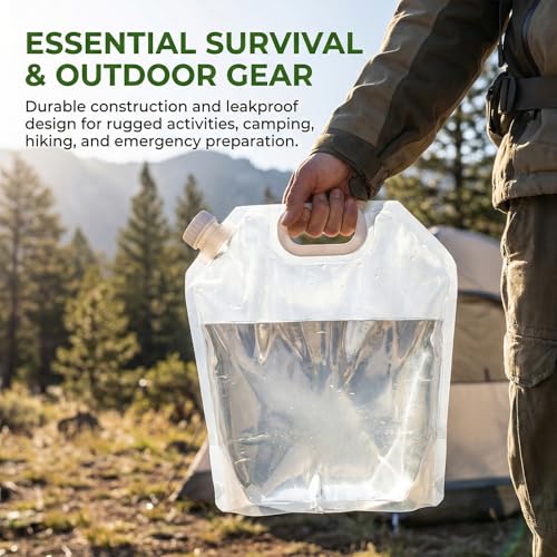 6 Pack Collapsible Water Container Set (2x10L, 2x5L, 2x3L),Food Grade Water Storage Jugs for Camping, Hiking, Hurricane Emergency Kit, Leakproof Portable Water Carrier Bag & Tank