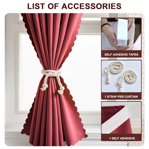 Self Adhesive Curtains - No Drilling, No Rod, Easy to Install Blackout Curtains for Window Blinds,Bedroom(Burgundy 35 * 59in-1P) - color: Burgundy, size: 35"W x 59"L (Pack of 1)