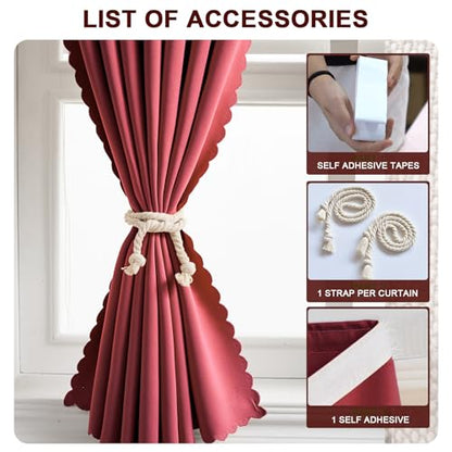 Self Adhesive Curtains - No Drilling, No Rod, Easy to Install Blackout Curtains for Window Blinds,Bedroom(Burgundy 35 * 59in-1P) - color: Burgundy, size: 35"W x 59"L (Pack of 1)