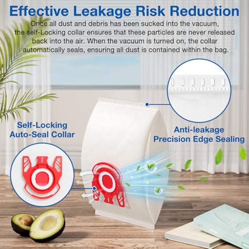 20 Pack 3D Airclean FJM Vacuum Cleaner Bags Compatible with Miele FJM Vacuum Cleaner, Compact C1, Compact C2, Complete C1, S241, S290, S300i, S500, S700, S4, S6 Series, Replaces Part 10123220 - color: Red, size: 20 Pack FJM Bags