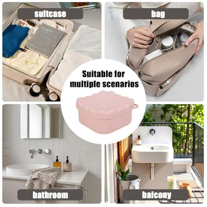 Travel Soap Case, Leakproof Soap Box Container, Square Shampoo Bar Case with Draining Layer, Slip-Resistant Portable Bar Soap Holder for Travel, Camp, Gym (Peach Pink) - color: Peach Pink