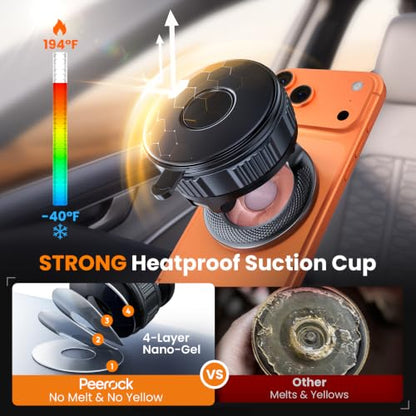 2026 Upgraded Vacuum Car Phone Holder for Magsafe [108+LB Strongest Suction & 3000gf Strongest Magnetic] 360° Adjustable Magnetic Phone Holders for Car for iPhone 17-12 Pro Max Plus Air Pink - color: Pink