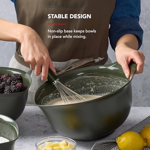 KitchenAid Universal Nesting Plastic Mixing Bowls, Set of 3, 2.5 quart, 3.5 quart, 4.5 quart, Evergreen - color: Evergreen, size: Set of 3