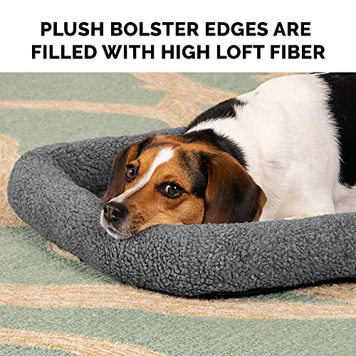 Furhaven Dog Bed for Large Dogs, 100% Washable, Sized to Fit Crates - Sherpa Fleece Bolster Crate Pad - Gray, Extra Large/XL, 42.0"L x 26.0"W x 3.0"Th - color: Gray, size: X-Large