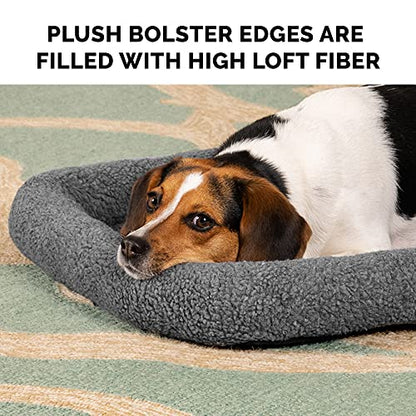Furhaven Dog Bed for Large Dogs, 100% Washable, Sized to Fit Crates - Sherpa Fleece Bolster Crate Pad - Gray, Extra Large/XL, 42.0"L x 26.0"W x 3.0"Th - color: Gray, size: X-Large
